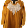 Dark Mustard Pure Raffal Pheran With Tilla Embroidery