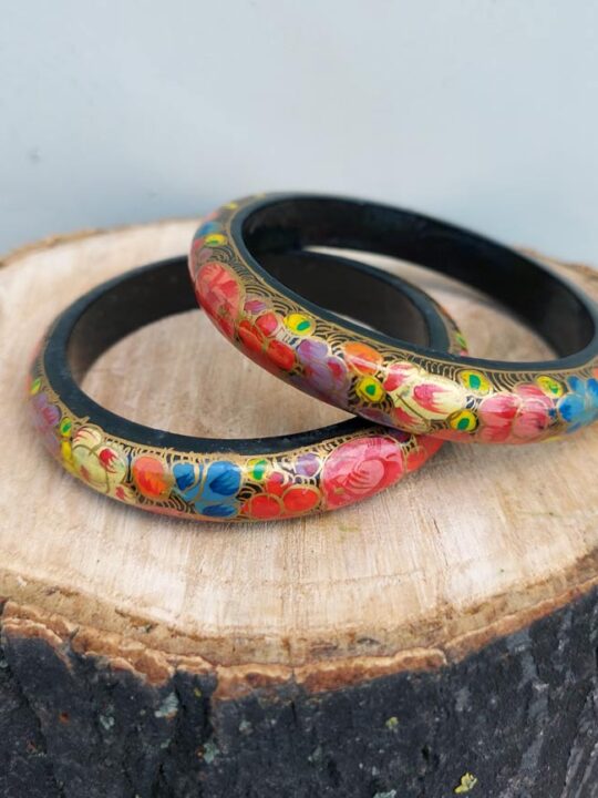 Pair of Beautiful Floral Paper Mache Bangles