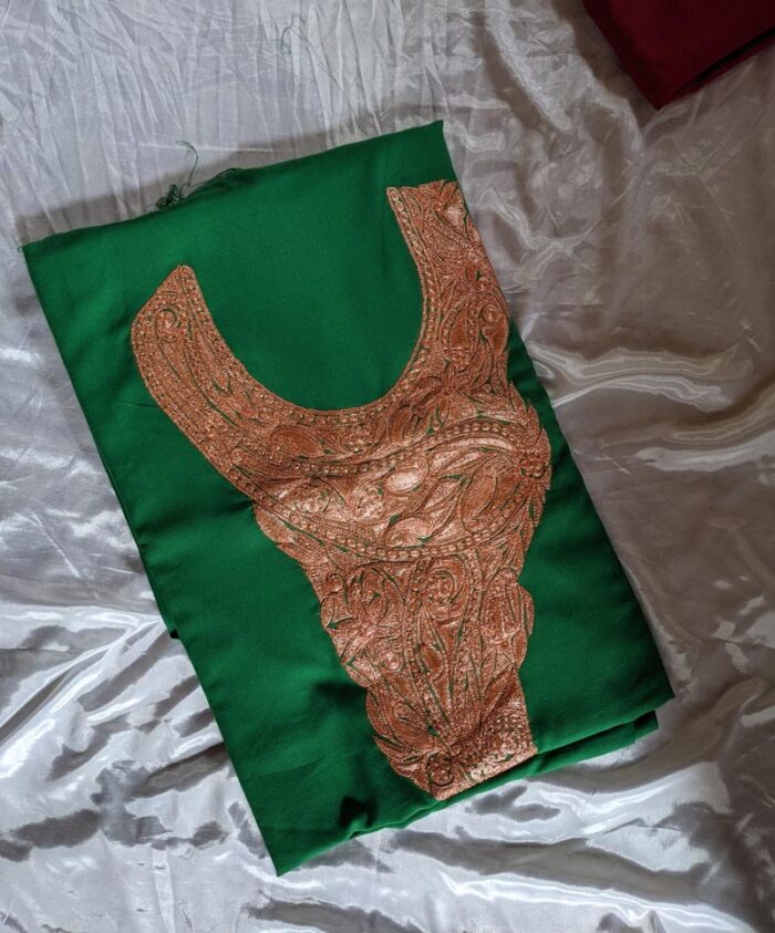 Green Summer Cool Suit with Fine Tilla Embroidery