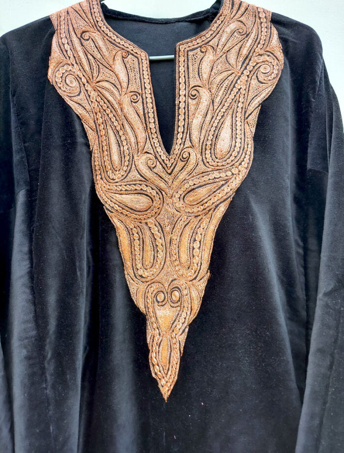 Black Italian Velvet Pheran with Tilla Work - Image 2