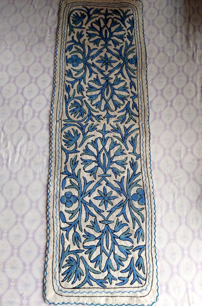 6x2 Blue Handmade Aari Embroidered Runner Namda