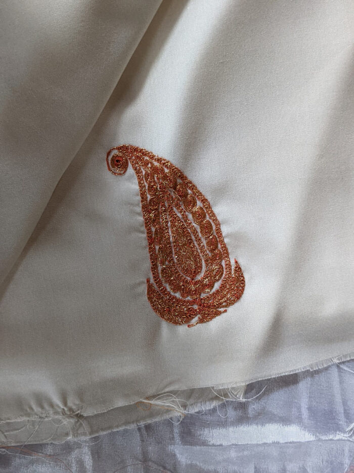White Summer Cool Suit with Fine Tilla Embroidery - Image 2