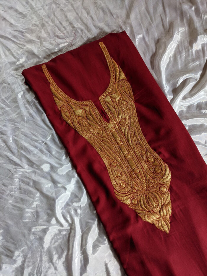 Maroon Summer Cool Suit with Fine Tilla Embroidery
