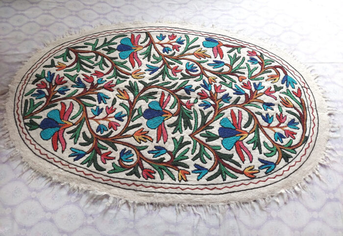 3x5 Oval Handmade Aari Embroidered Namda