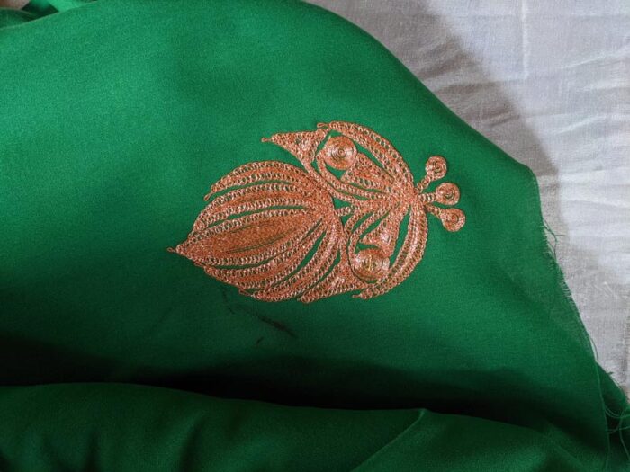 Green Summer Cool Suit with Fine Tilla Embroidery - Image 2