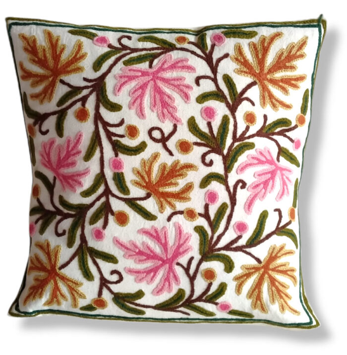 Boni Pun Hand Embroidered Crewel 16×16 Cushion Cover