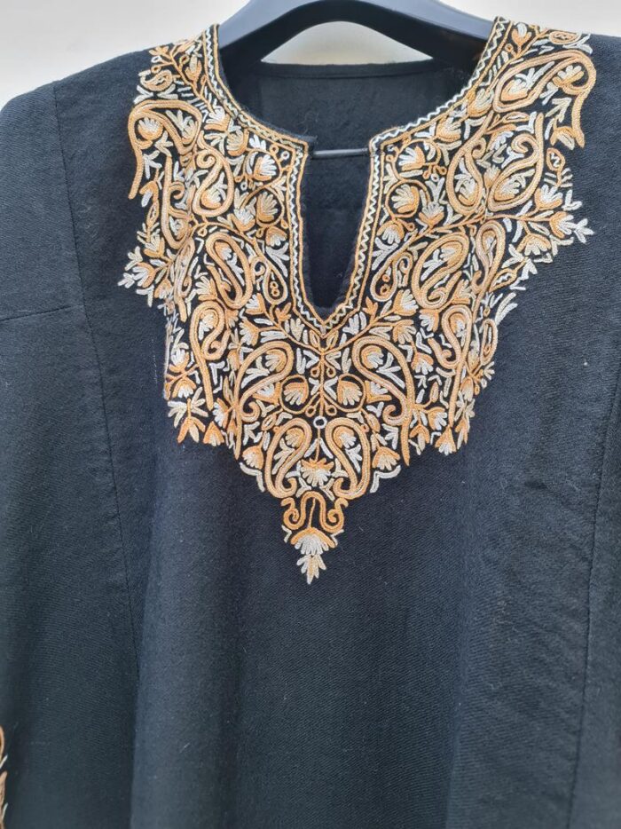 Pure Raffal Wool Black Pheran With Hand Aari Work - Image 3