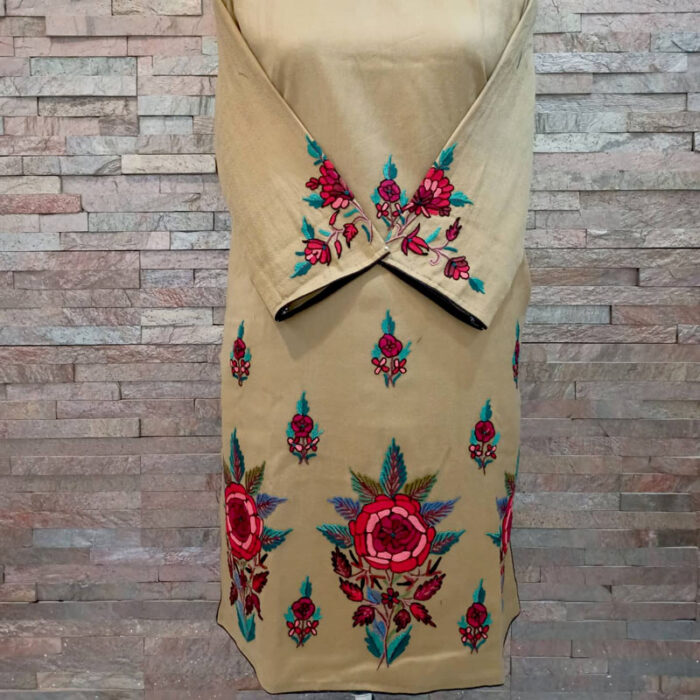 Pure Wool Dark Cream Color Pheran Set - Image 2