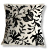 Black and White Hand Embroidered Crewel 16×16 Cushion Cover