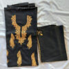 3Pc Black Wool Tilla Work Suit With Stole