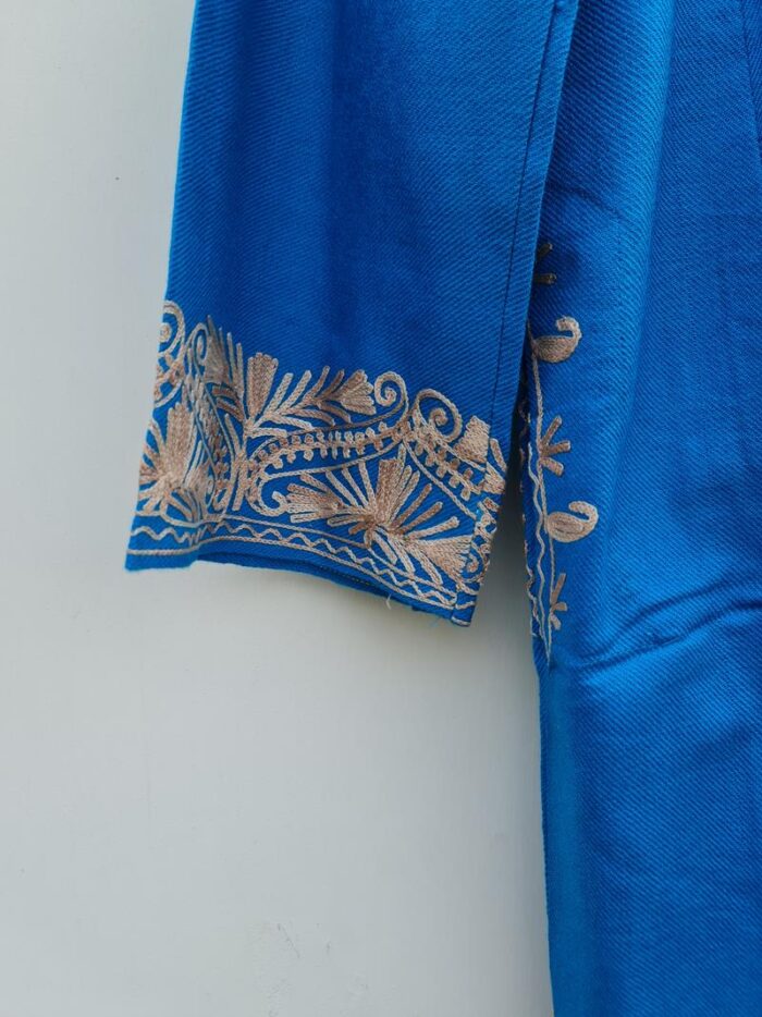 Blue Cashmilon Pheran With Aari Work - Image 2