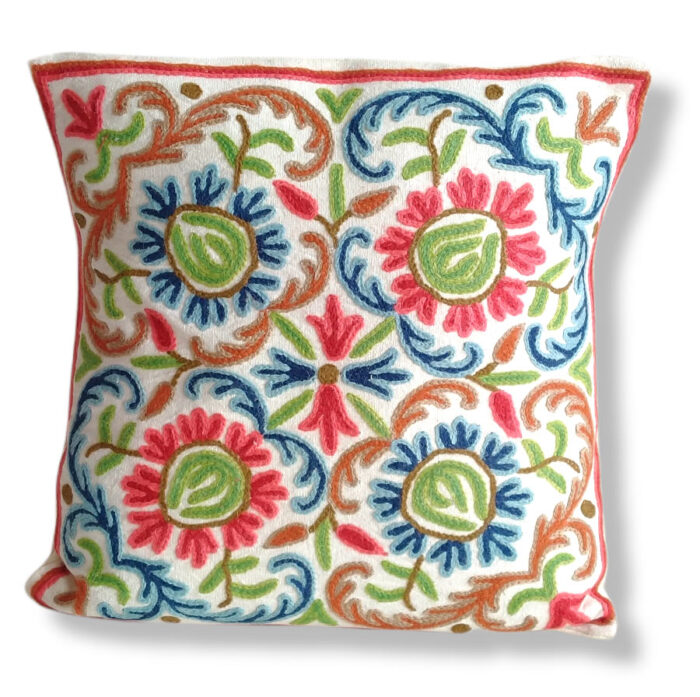 Bodh Jal Hand Embroidered Crewel 16×16 Cushion Cover