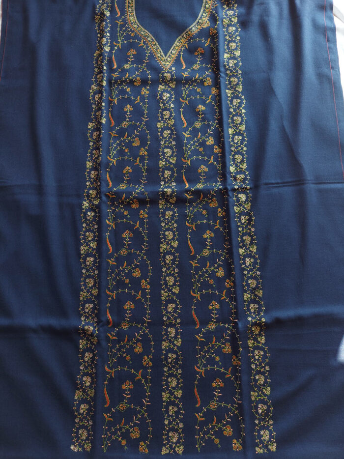 3Pc Dark Blue Wool Handwork Suit With Stole - Image 2