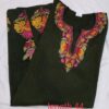 Dark Green Pure Raffal Pheran With Beautiful Hand Aari Work