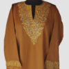 Tweed Dark Mustard Pheran With Aari Work
