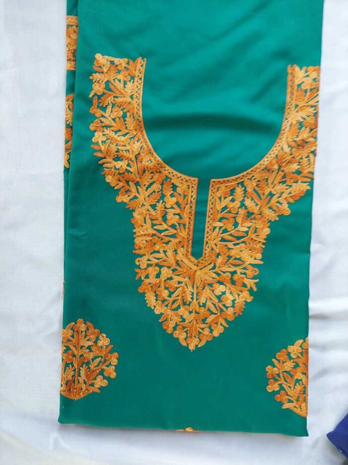 Green Spun Aari Embroidery Suit