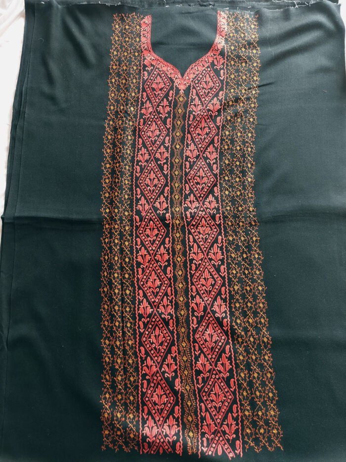 3Pc Black Wool Hand Aari and Sozni Suit With Stole - Image 2