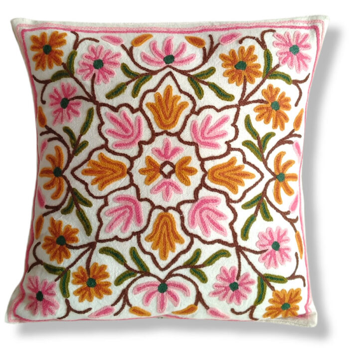 Jal Hand Embroidered Crewel 16×16 Cushion Cover