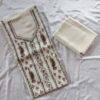 3Pc White Wool Handwork Suit With Stole