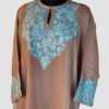 Light Brown Raffal Phiran With Aari and Zaari Work