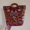 Maroon Velvet Ring Bag With Handwork