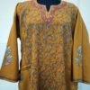 Mustard Pure Raffal Pheran With Beautiful Hand Sozni Work