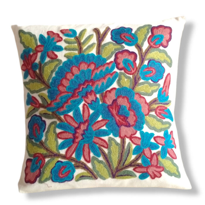Nature Hand Embroidered Crewel 16×16 Cushion Cover
