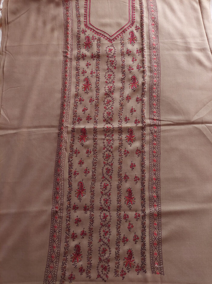 3Pc Pashmina Color Wool Handwork Suit With Stole - Image 2