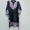 Pure Raffal Wool Black Side Panel Pheran With Aari Work