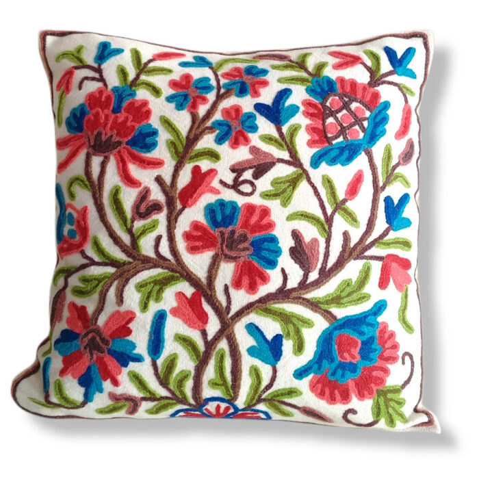 Wazul Posh Hand Embroidered Crewel 16×16 Cushion Cover