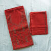 3Pc Red Wool Handwork Suit With Stole