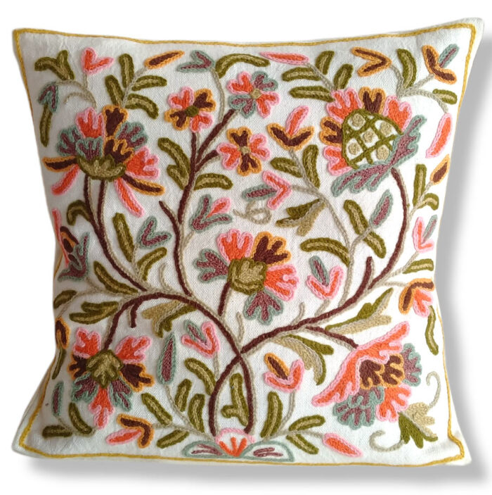Sabz Hand Embroidered Crewel 16×16 Cushion Cover