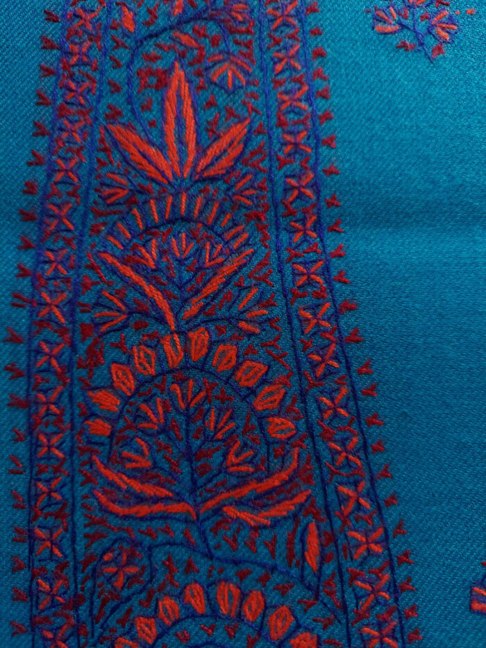 3Pc Light Blue Wool Handwork Suit With Stole - Image 2