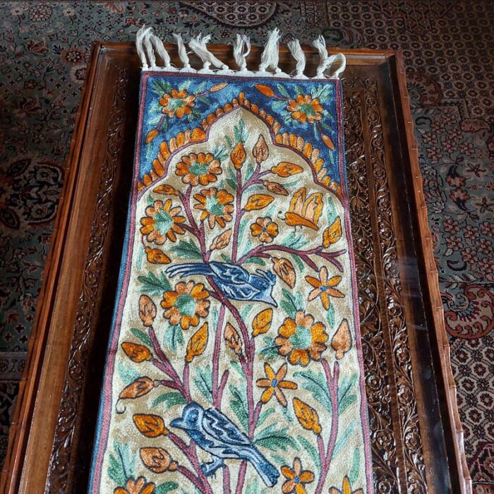 Golden Birdy Chain Stitch Embroidered Table Runner (6x1ft) - Image 3
