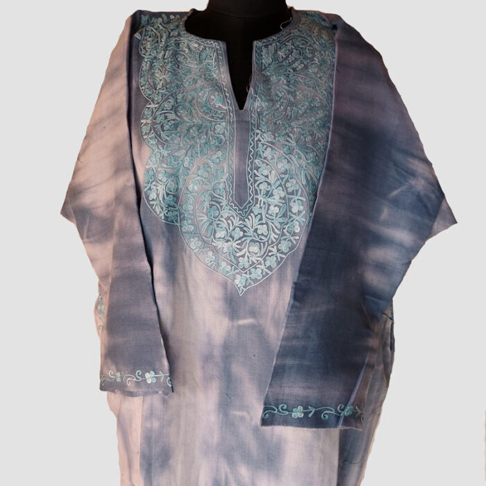 Tie and Dye Cashmilon Pheran with Aari Work