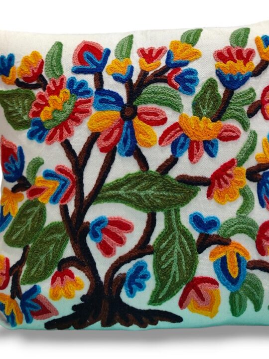 Tree of Life Hand Embroidered Crewel 16×16 Cushion Cover - Set of 2