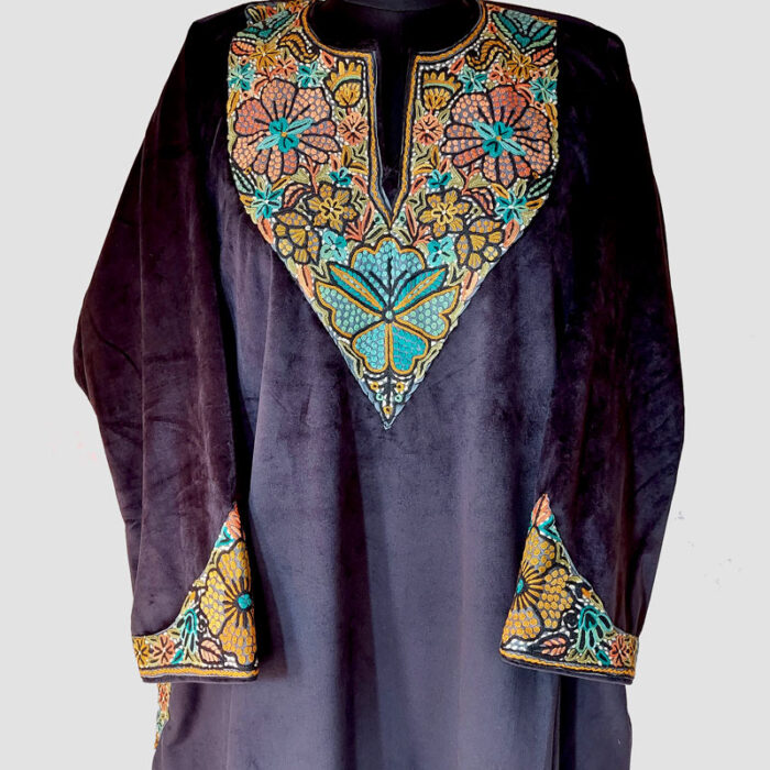 Premium Black Velvet Pheran With Handwork