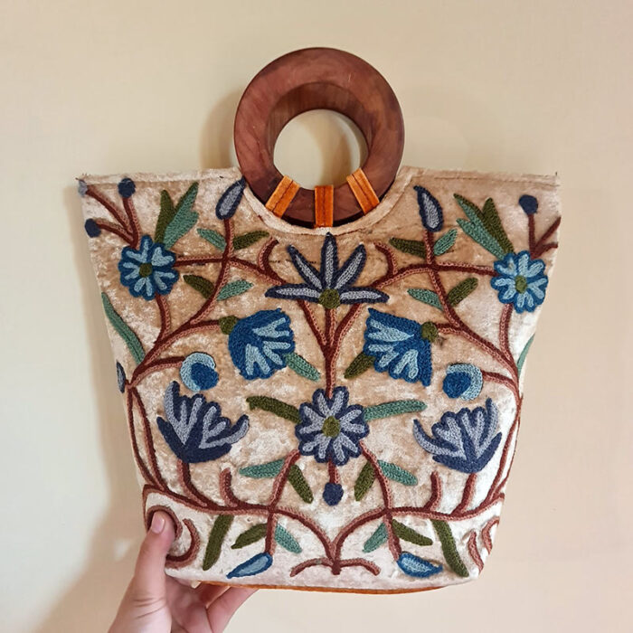 Velvet Ring Bag With Handwork