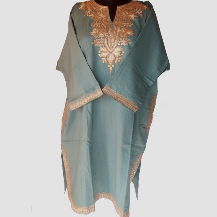 Tweed Grey Blue Pheran With Tilla Work - Image 3