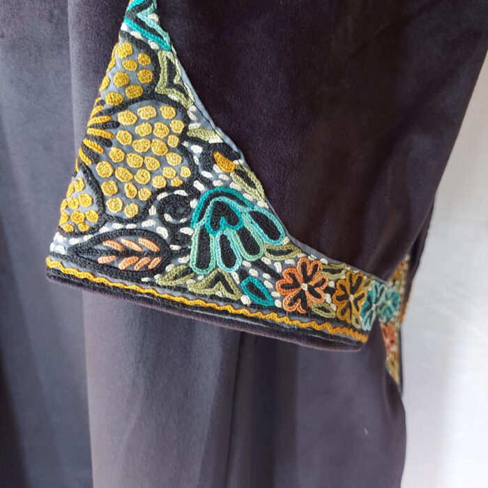 Premium Black Velvet Pheran With Handwork - Image 3