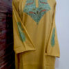 Mustard Yellow Pure Raffal Pheran With Hand Sozni Work