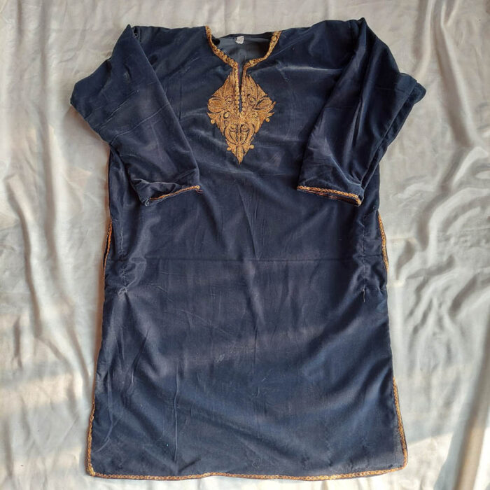 Kids Navy Blue Velvet Pheran (Length 36)