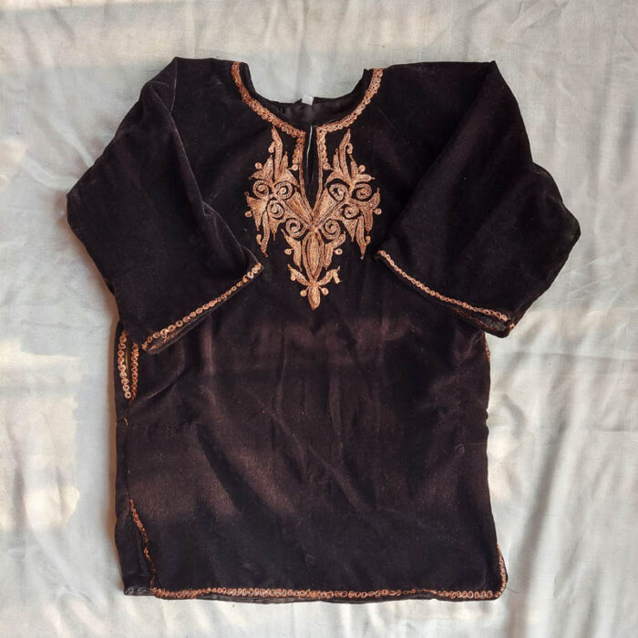 Kids Black Velvet Pheran (Length 22)