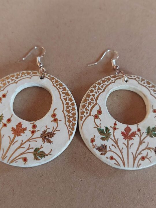 Light Yellow Beautiful Paper Mache Earrings