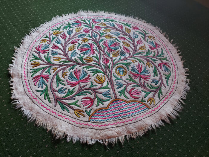 5x5ft Bodh Posh Kul Round Kashmiri Hand Embroidered Namda