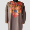 Beige Cashmilon Pheran with Chinar Leaf Aari Work