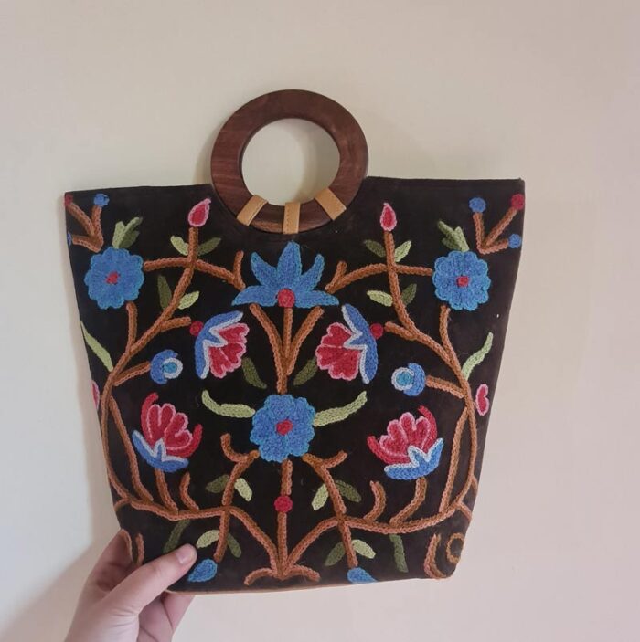 Black Velvet Ring Bag With Handwork