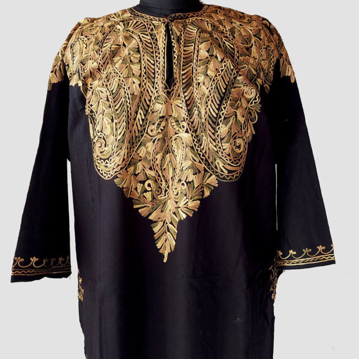 Black Aari Naal Work Cashmilon Pheran