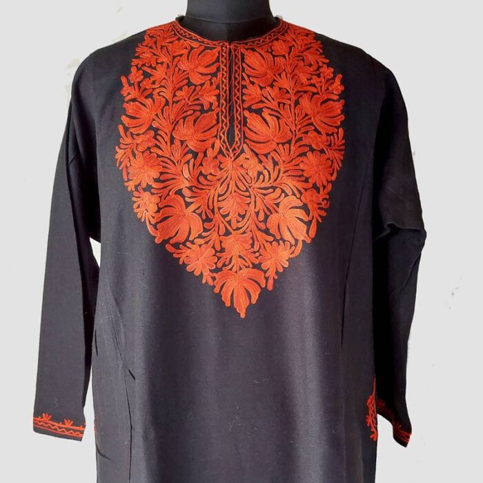 Black Cashmilon Pheran with Aari Work