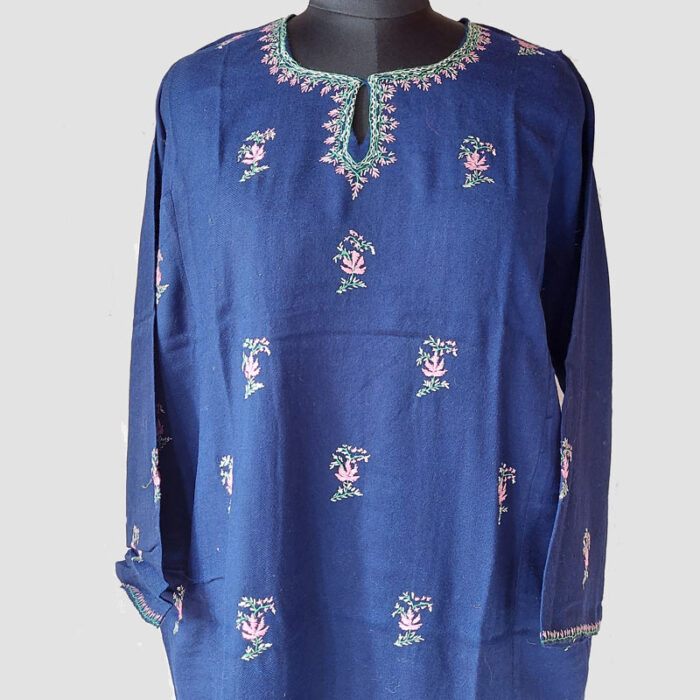 Dark Blue 56 Count Sozni Work Pheran